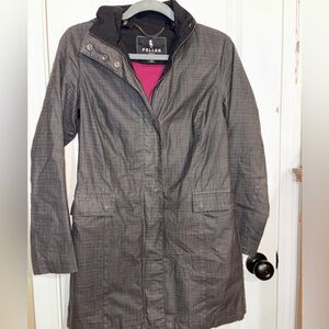Feller Seattle Women’s XS Raincoat Trench Gray Plaid Hooded